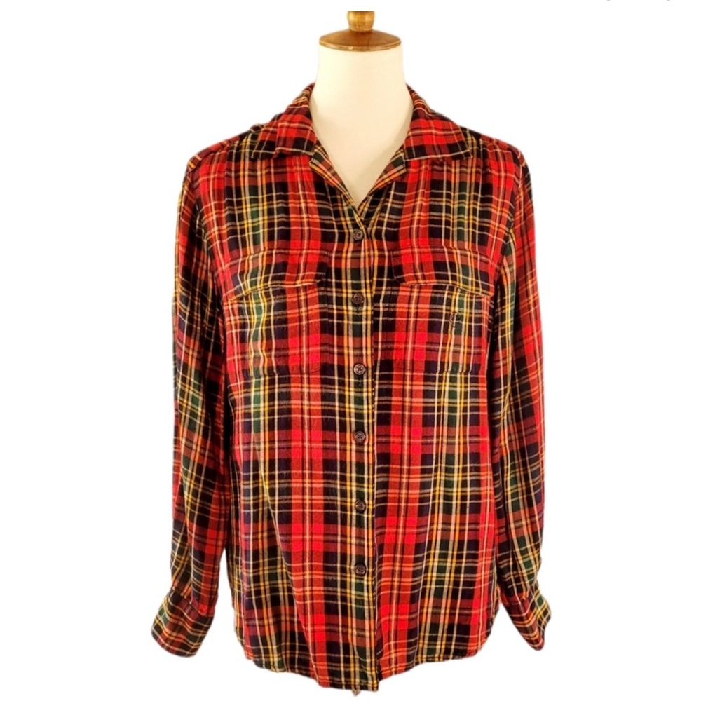 Lauren Ralph Lauren Royal Stewart Plaid Flannel Shirt 8